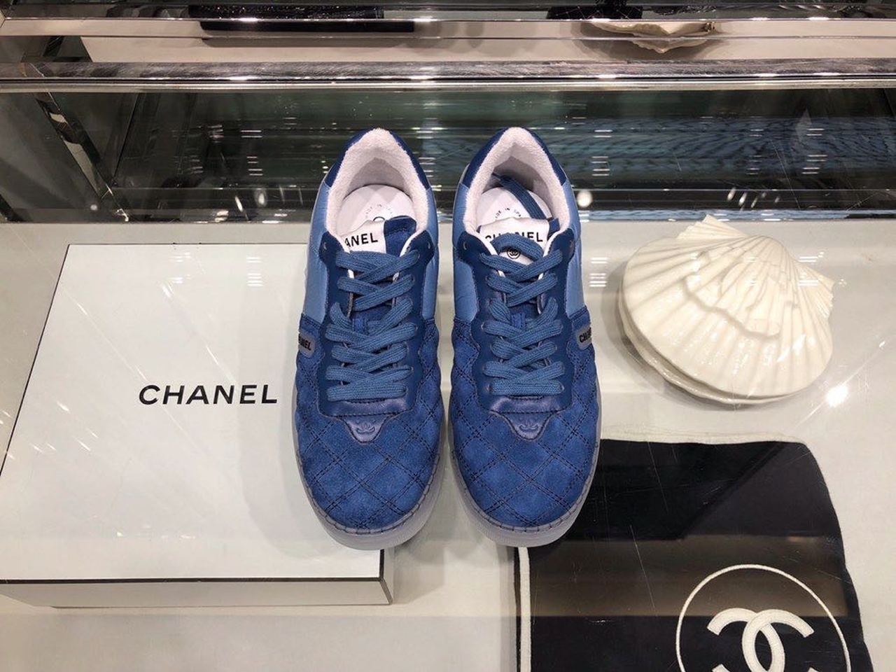 Chanel Suede Trainer Sneakers Calfskin Leather Fall/Winter Collection Blue