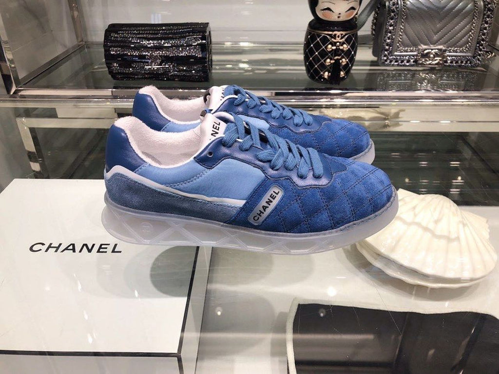 Chanel Suede Trainer Sneakers Calfskin Leather Fall/Winter Collection Blue