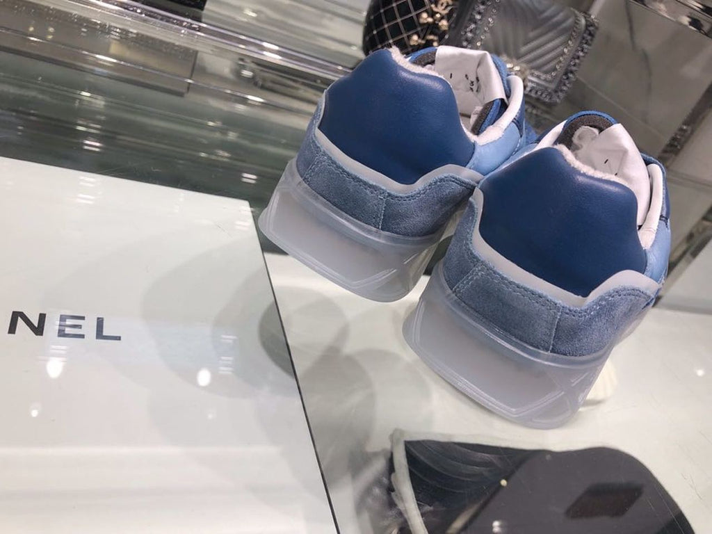 Chanel Suede Trainer Sneakers Calfskin Leather Fall/Winter Collection Blue