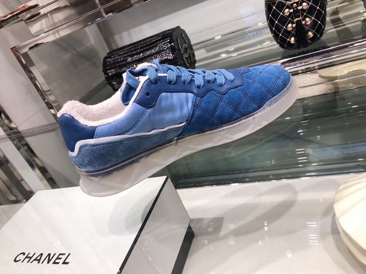 Chanel Suede Trainer Sneakers Calfskin Leather Fall/Winter Collection Blue