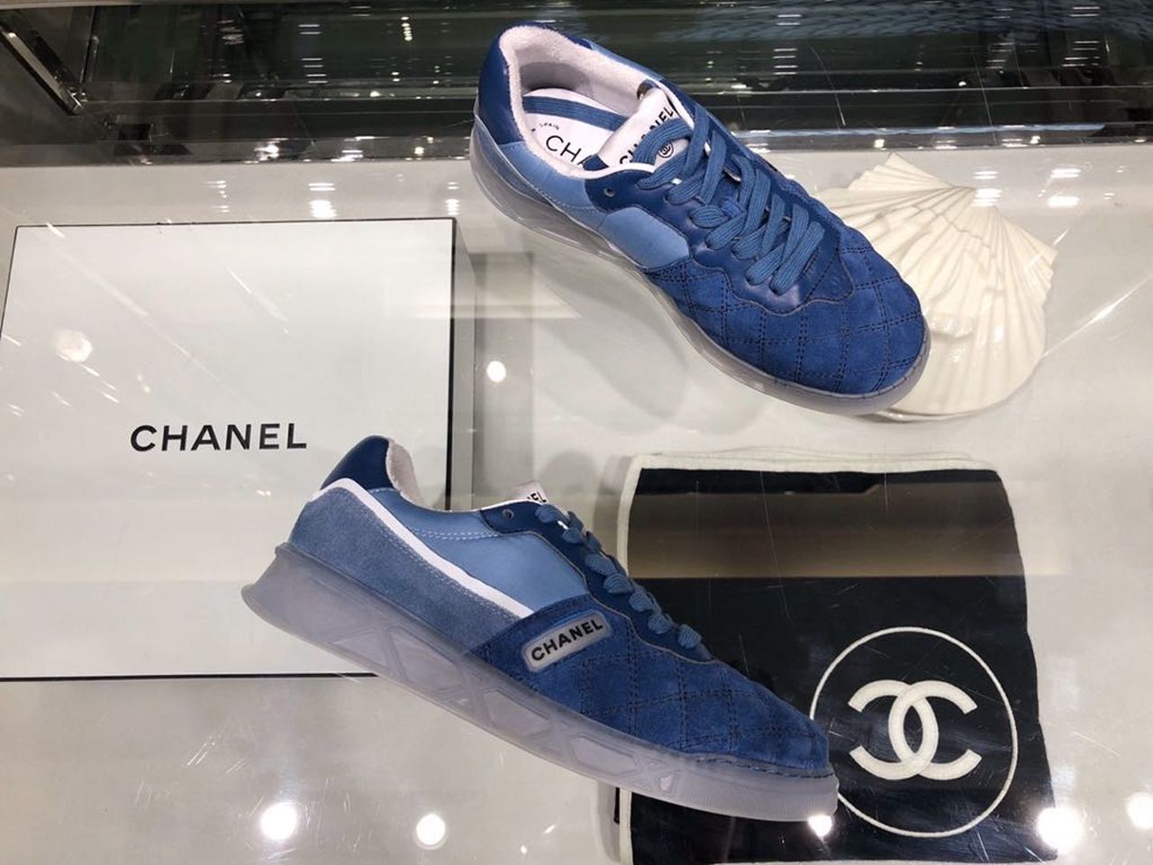 Chanel Suede Trainer Sneakers Calfskin Leather Fall/Winter Collection Blue