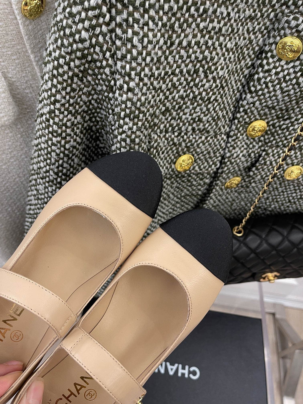 Chanel Sling Back 1.7 Inches Beige