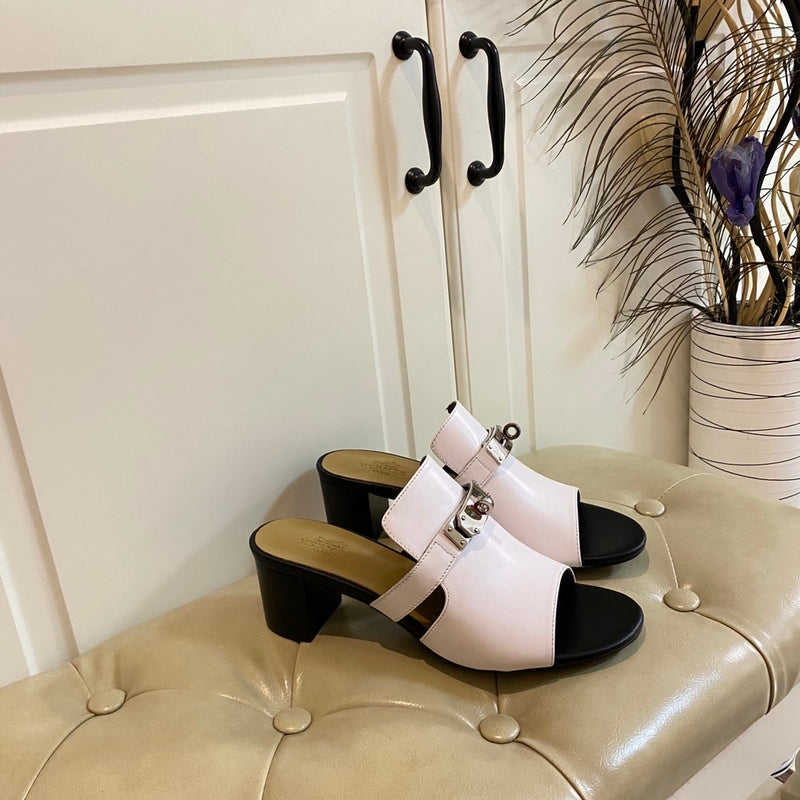 Hermes Blossom Mule White