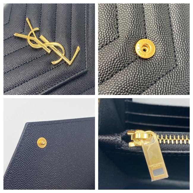 Saint Laurent Chain Wallet Ghw Matelasse Chevron Monogram Woc Black Leather Shoulder Bag