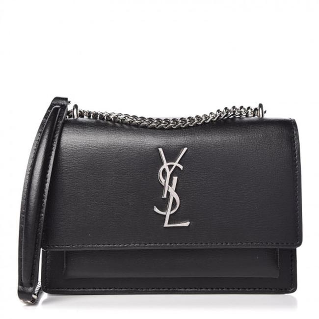Saint Laurent Monogram Sunset Chain Wallet Black Calfskin Leather Shoulder Bag