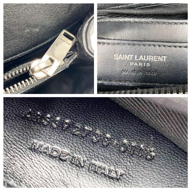 SAINT LAURENT Sheepskin Matelasse Chevron Monogram Large College Satchel Black Leather Shoulder Bag