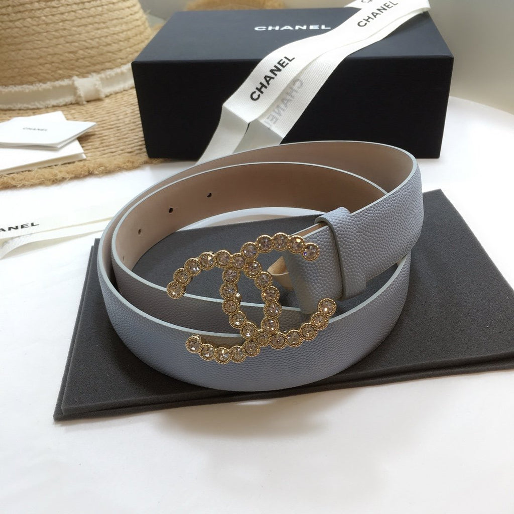 Chanel Belt With Beaded Buckle Light Blue