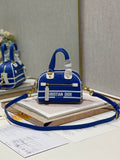 Christian Dior Mini Vibe Zip Bowling Bag 17cm Blue