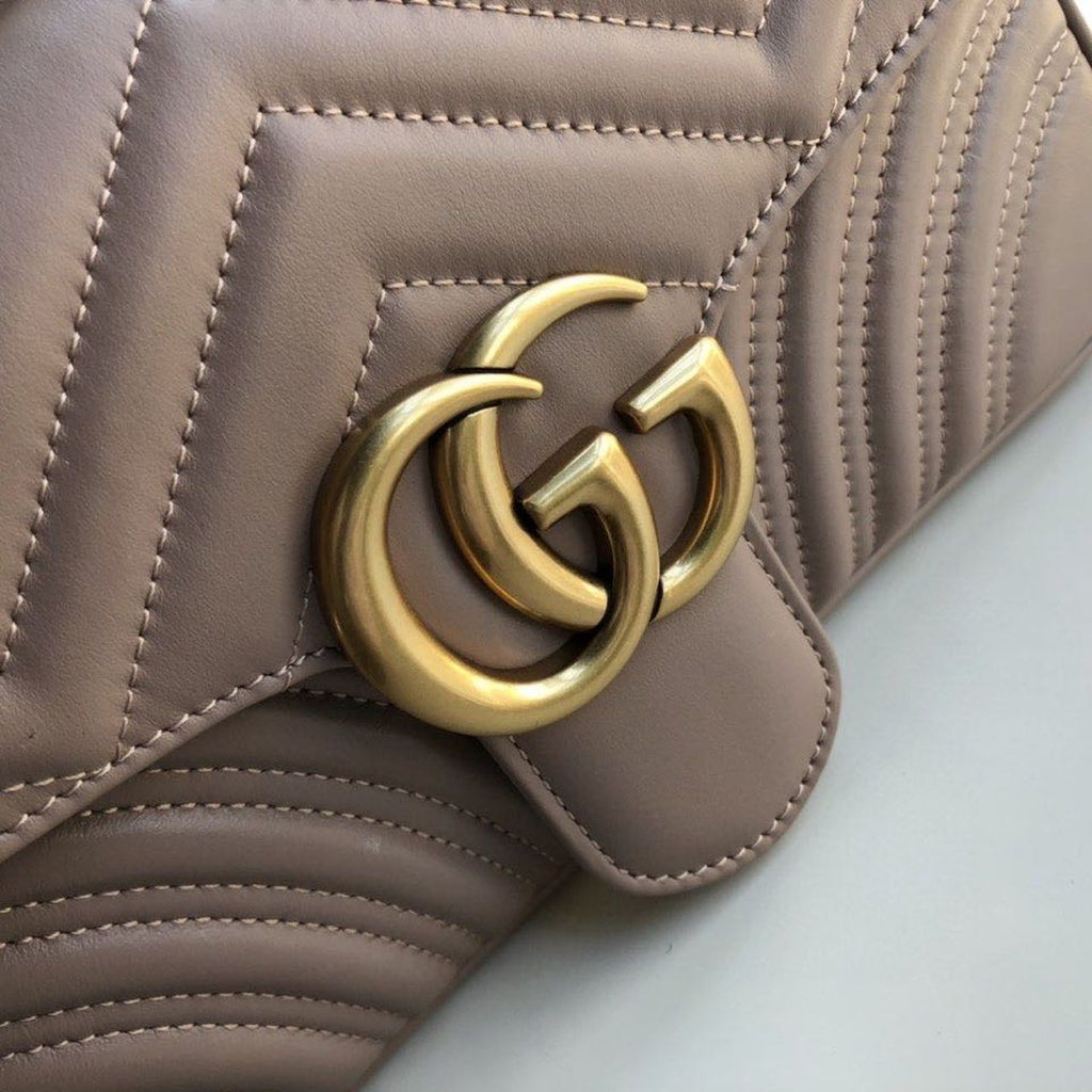 Gucci Marmont Shoulder Bag 26cm 443497 Calfskin Leather Spring/Summer Collection, Beige