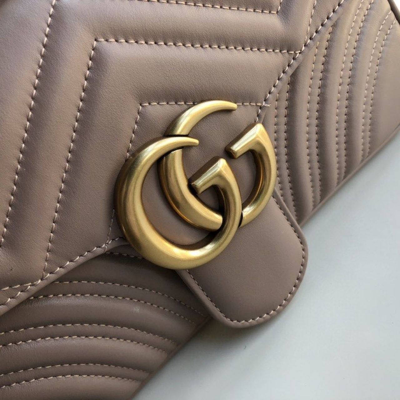 Gucci Marmont Shoulder Bag 26cm 443497 Calfskin Leather Spring/Summer Collection, Beige