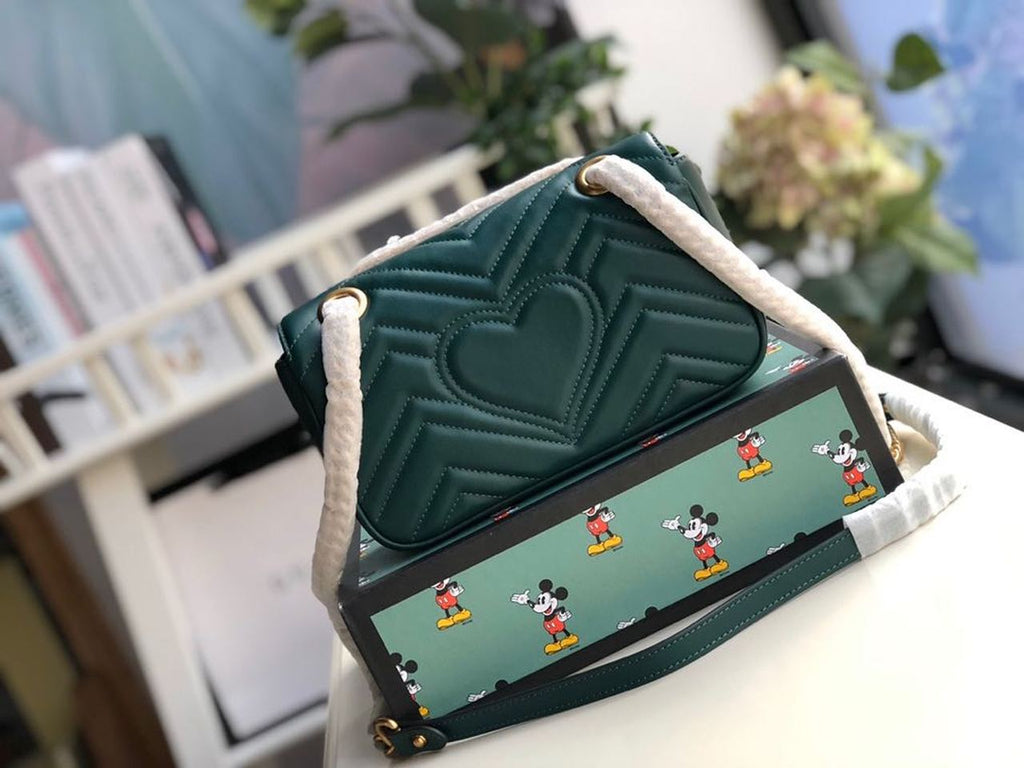 Gucci Marmont Shoulder Bag 23cm 446744 Calfskin Leather Spring/Summer Collection, Green