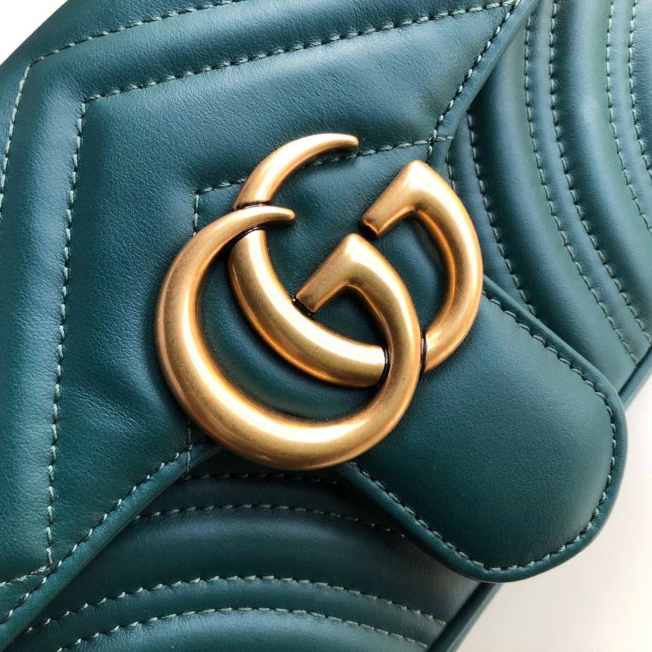 Gucci Marmont Shoulder Bag 23cm 446744 Calfskin Leather Spring/Summer Collection, Green