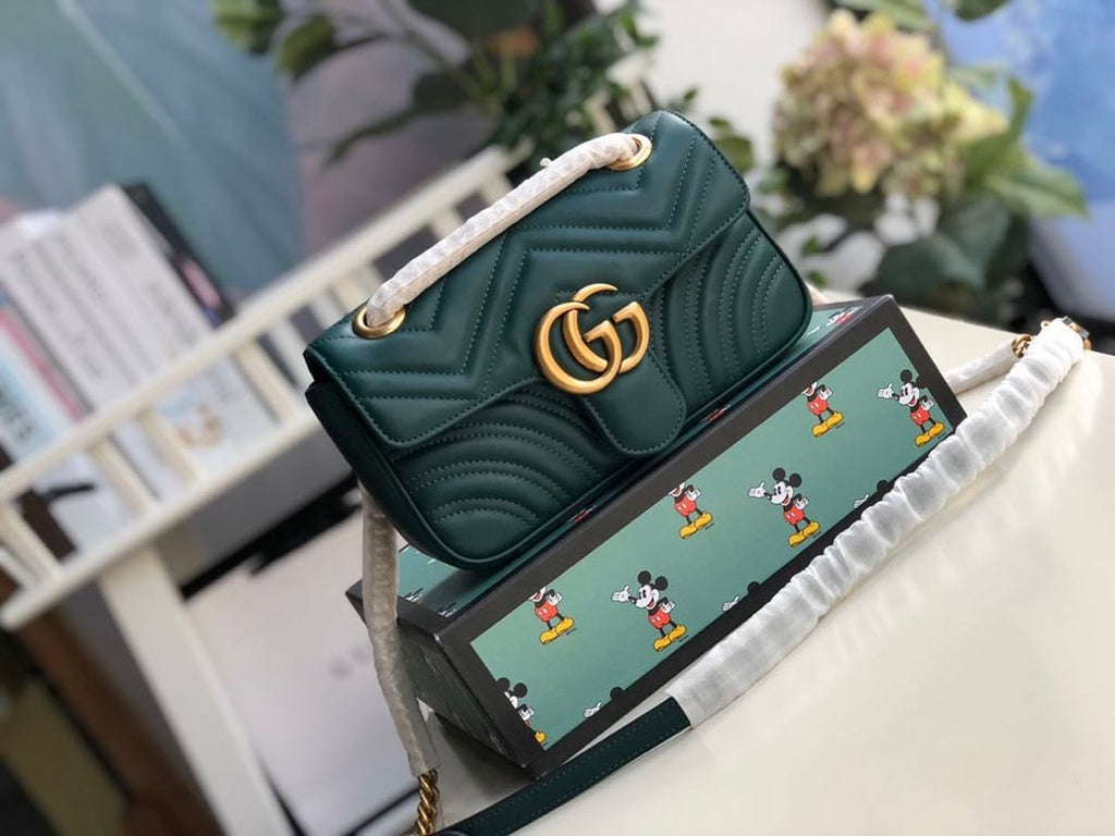 Gucci Marmont Shoulder Bag 23cm 446744 Calfskin Leather Spring/Summer Collection, Green