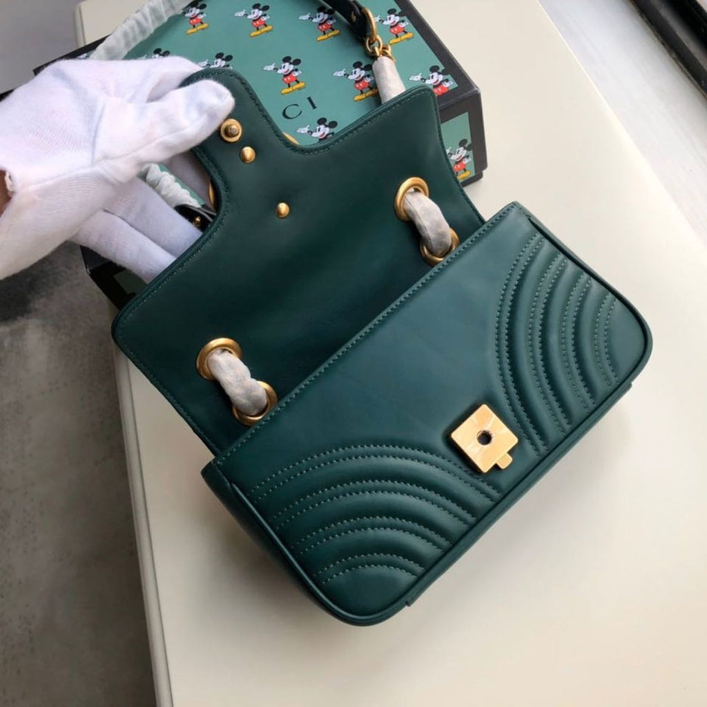 Gucci Marmont Shoulder Bag 23cm 446744 Calfskin Leather Spring/Summer Collection, Green