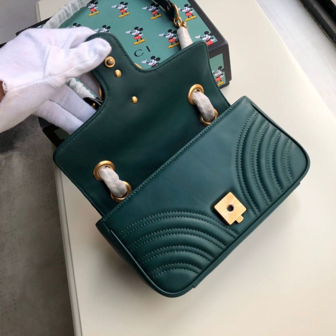 Gucci Marmont Shoulder Bag 23cm 446744 Calfskin Leather Spring/Summer Collection, Green