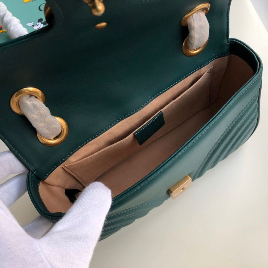 Gucci Marmont Shoulder Bag 23cm 446744 Calfskin Leather Spring/Summer Collection, Green