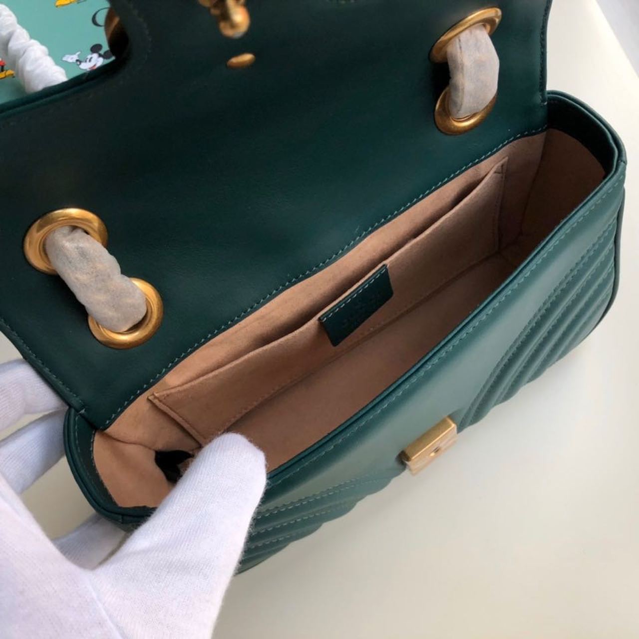 Gucci Marmont Shoulder Bag 23cm 446744 Calfskin Leather Spring/Summer Collection, Green