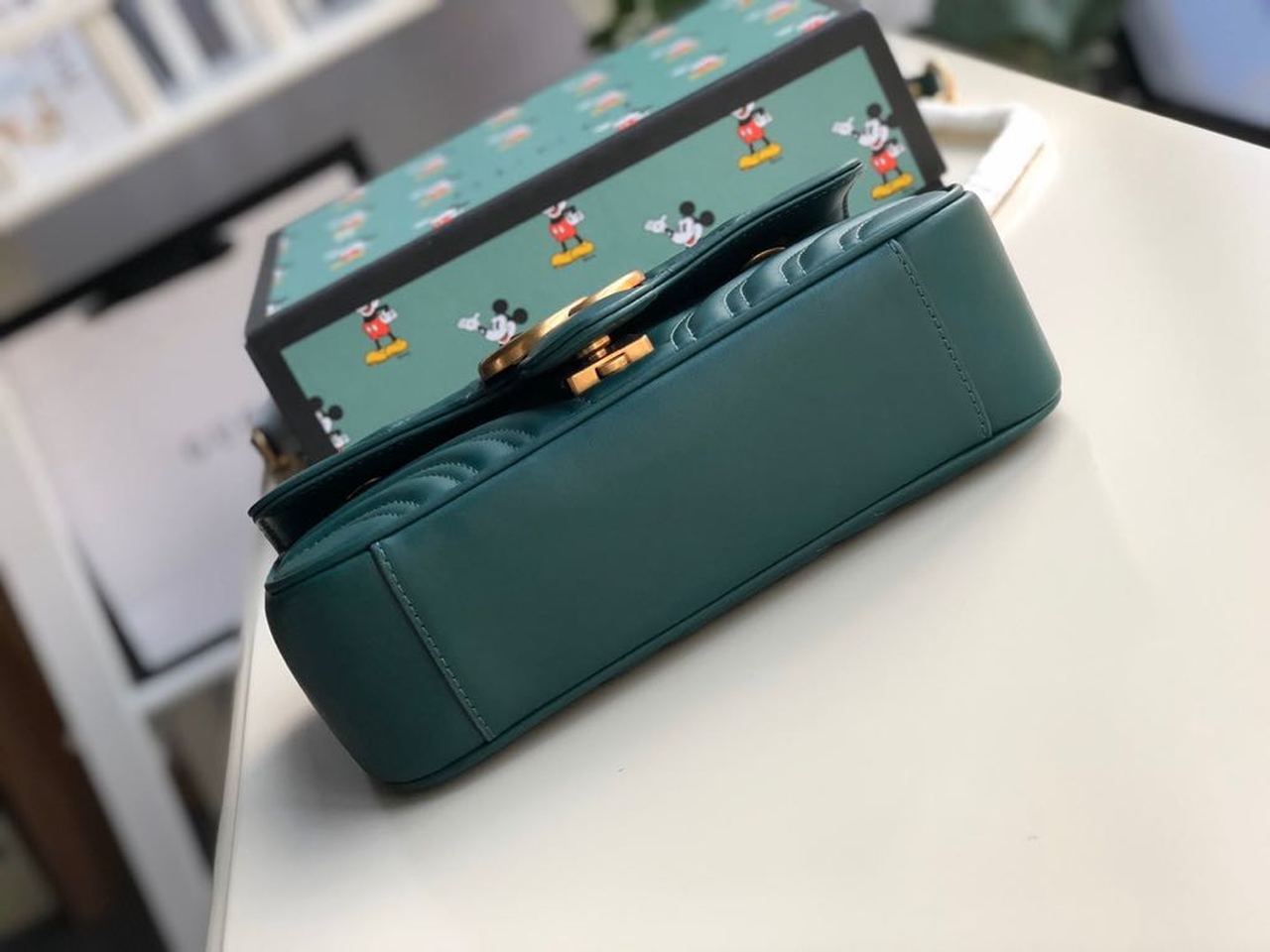 Gucci Marmont Shoulder Bag 23cm 446744 Calfskin Leather Spring/Summer Collection, Green