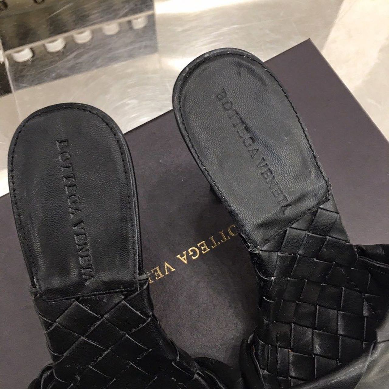 Bottega Veneta Lido Flat Square Toe Heels Lambskin Leather Spring/Summer 2020 Collection, Black