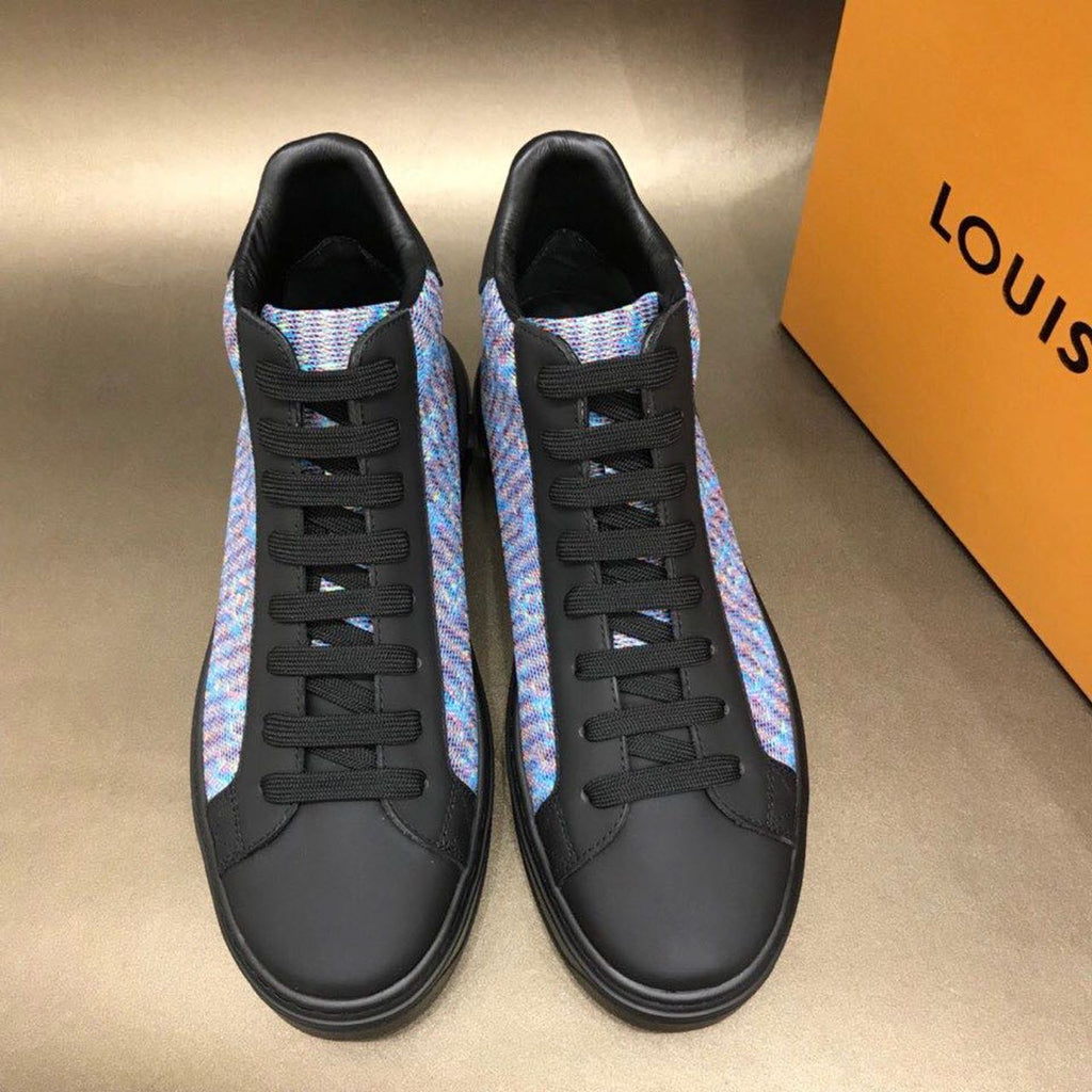 Louis Vuitton Time Out High Top Sneakers Calfskin Leather Fall/Winter Collection 1A4XYE, Blue/Black