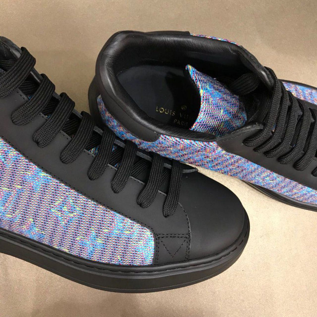 Louis Vuitton Time Out High Top Sneakers Calfskin Leather Fall/Winter Collection 1A4XYE, Blue/Black