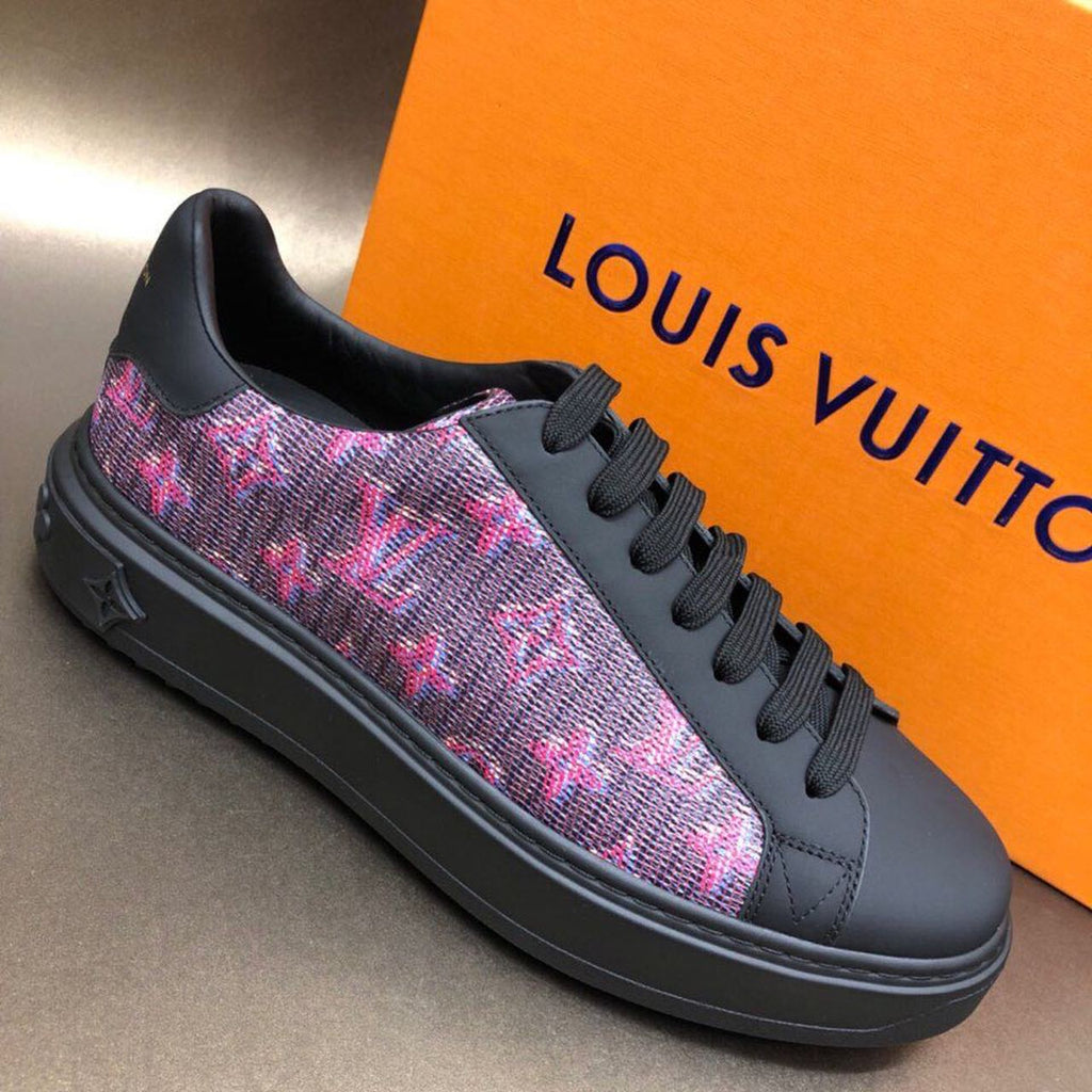 Louis Vuitton Time Out Low Top Sneakers Calfskin Leather Fall/Winter Collection, Purple/Black