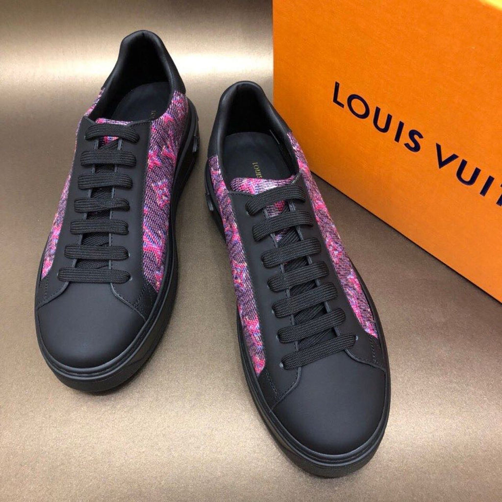Louis Vuitton Time Out Low Top Sneakers Calfskin Leather Fall/Winter Collection, Purple/Black