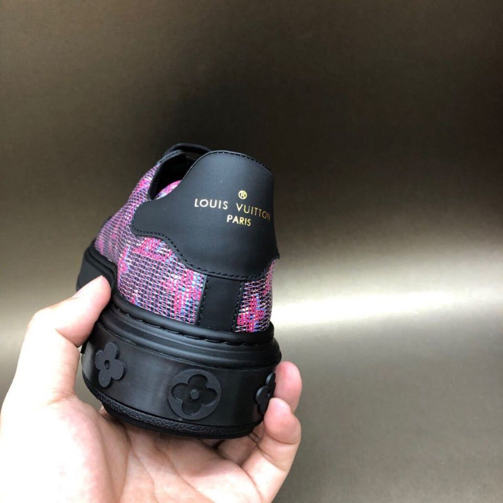 Louis Vuitton Time Out Low Top Sneakers Calfskin Leather Fall/Winter Collection, Purple/Black