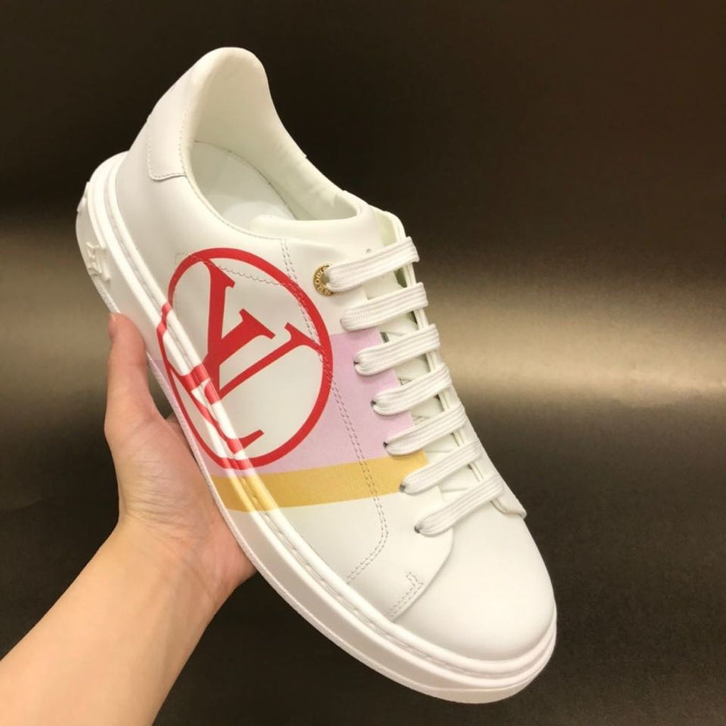 Louis Vuitton Time Out Low Top Sneakers Calfskin Leather Fall/Winter Collection White/Red