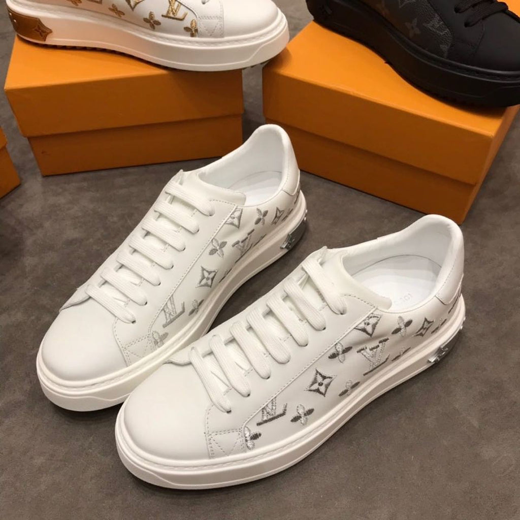 Louis Vuitton Time Out Low Top Sneakers Calfskin Leather Fall/Winter Collection White/Silver