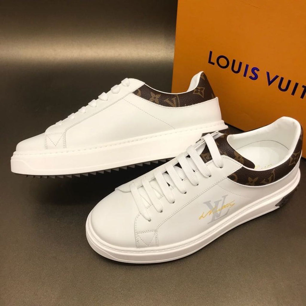 Louis Vuitton Time Out Low Top Sneakers Calfskin Leather Fall/Winter Collection 1A64RY White/Brown