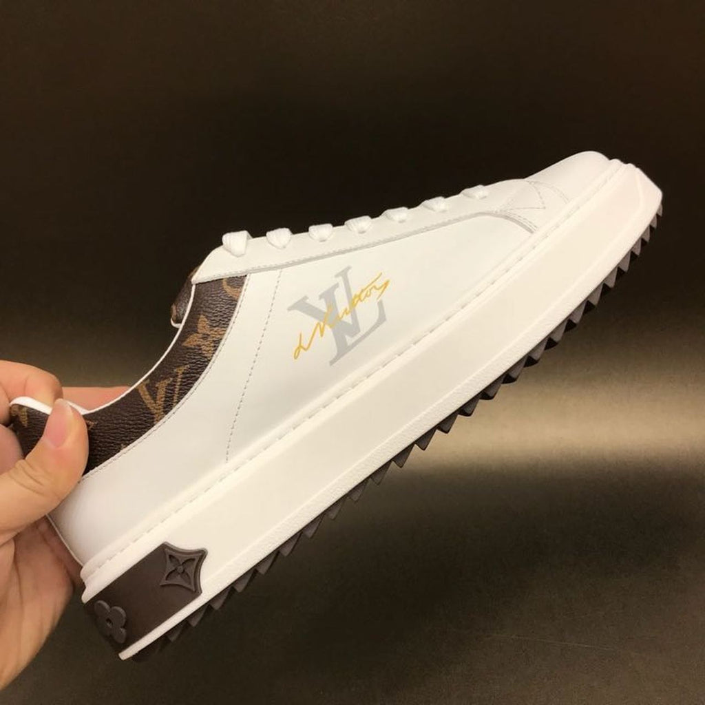 Louis Vuitton Time Out Low Top Sneakers Calfskin Leather Fall/Winter Collection 1A64RY White/Brown