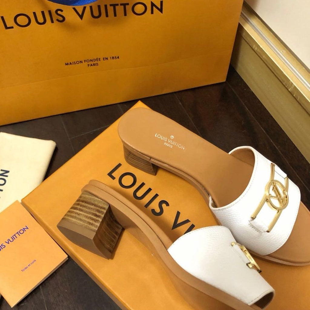 Louis Vuitton Lock It Flat Mules Calfskin Leather Spring/Summer Collection 1A64MN White