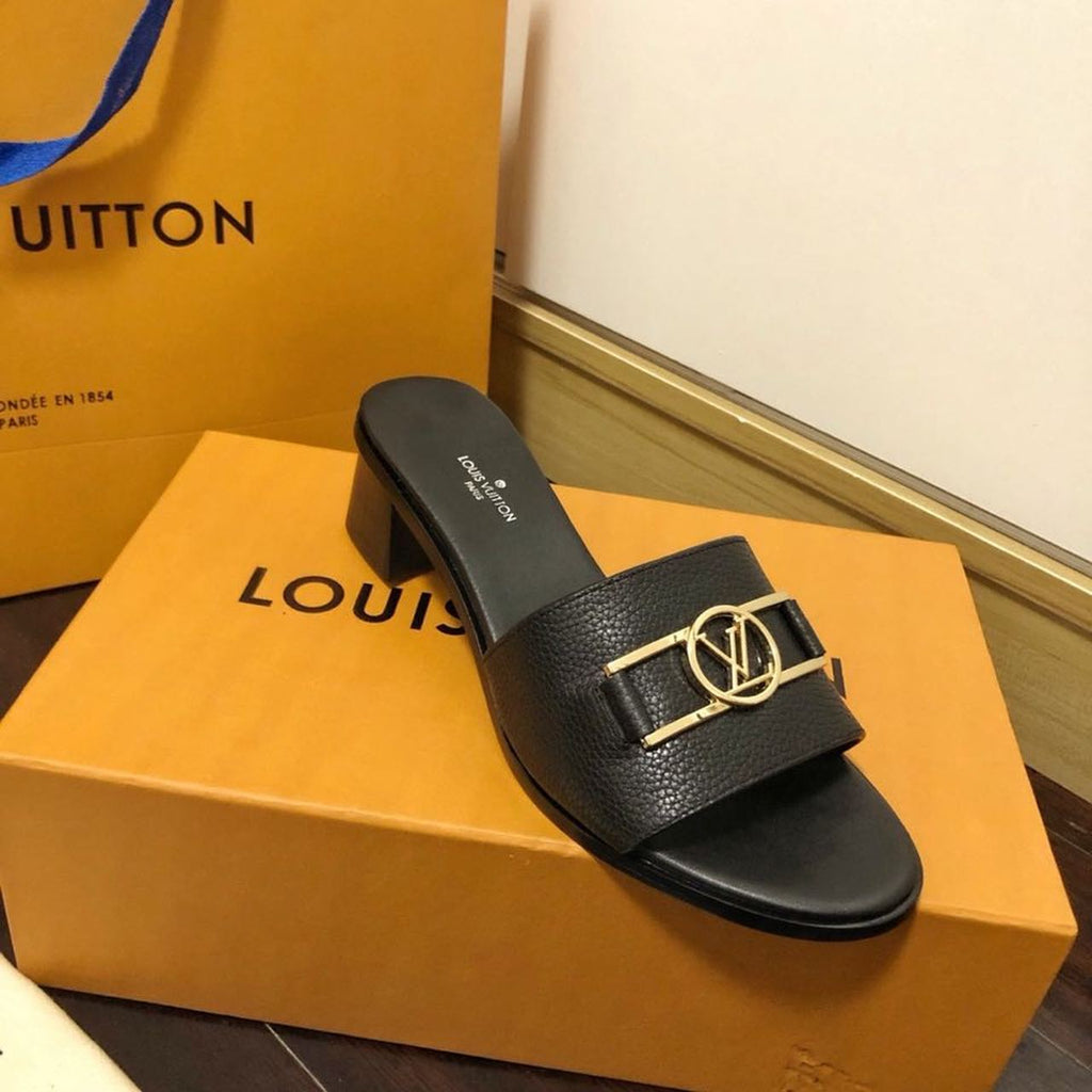 Louis Vuitton Lock It Flat Mules Calfskin Leather Spring/Summer Collection 1A64MN Black