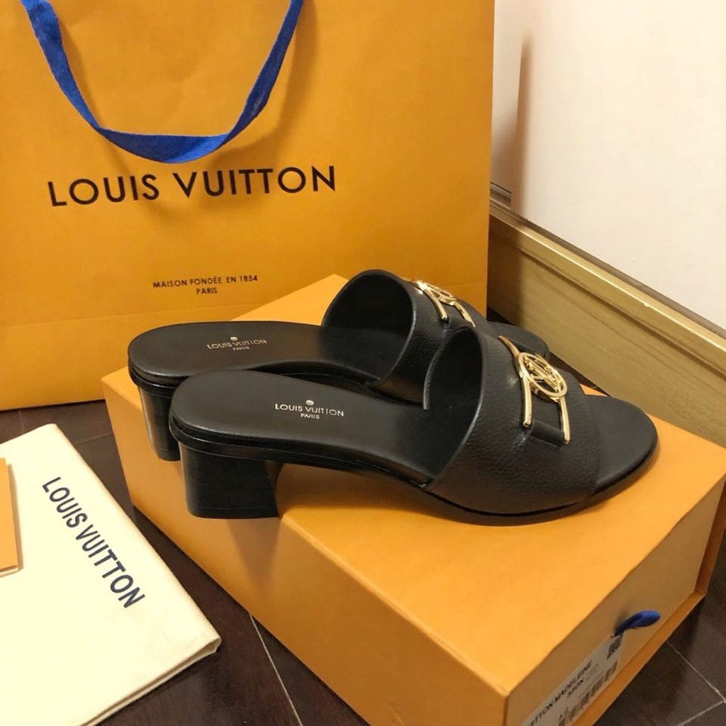 Louis Vuitton Lock It Flat Mules Calfskin Leather Spring/Summer Collection 1A64MN Black