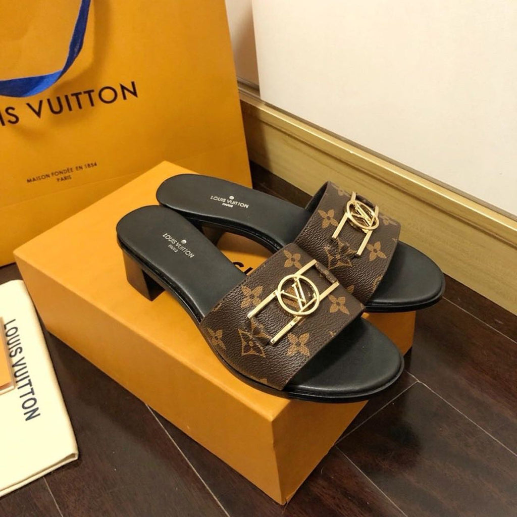 Louis Vuitton Lock It Flat Mules Monogram Canvas Calfskin Leather Spring/Summer 2020 Collection 1A64MN Brown