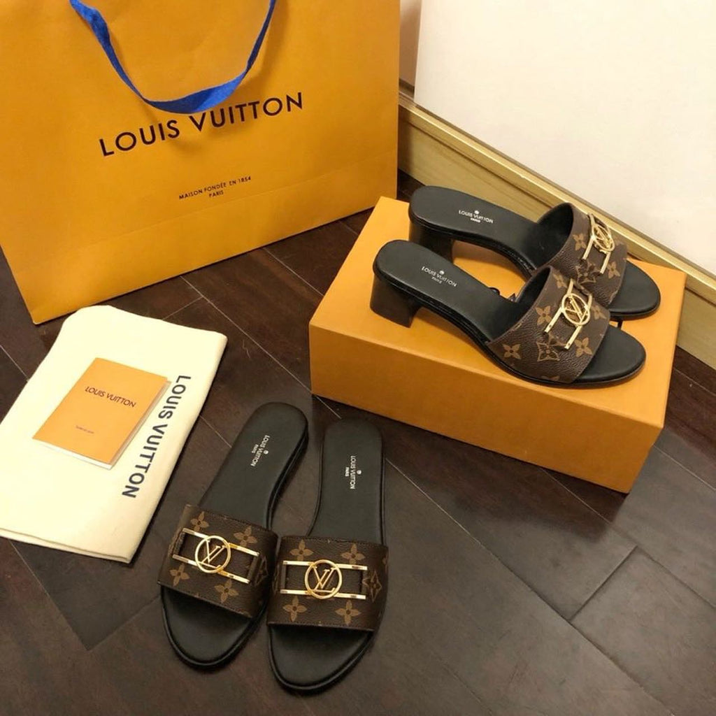 Louis Vuitton Lock It Flat Mules Monogram Canvas Calfskin Leather Spring/Summer 2020 Collection 1A64MN Brown
