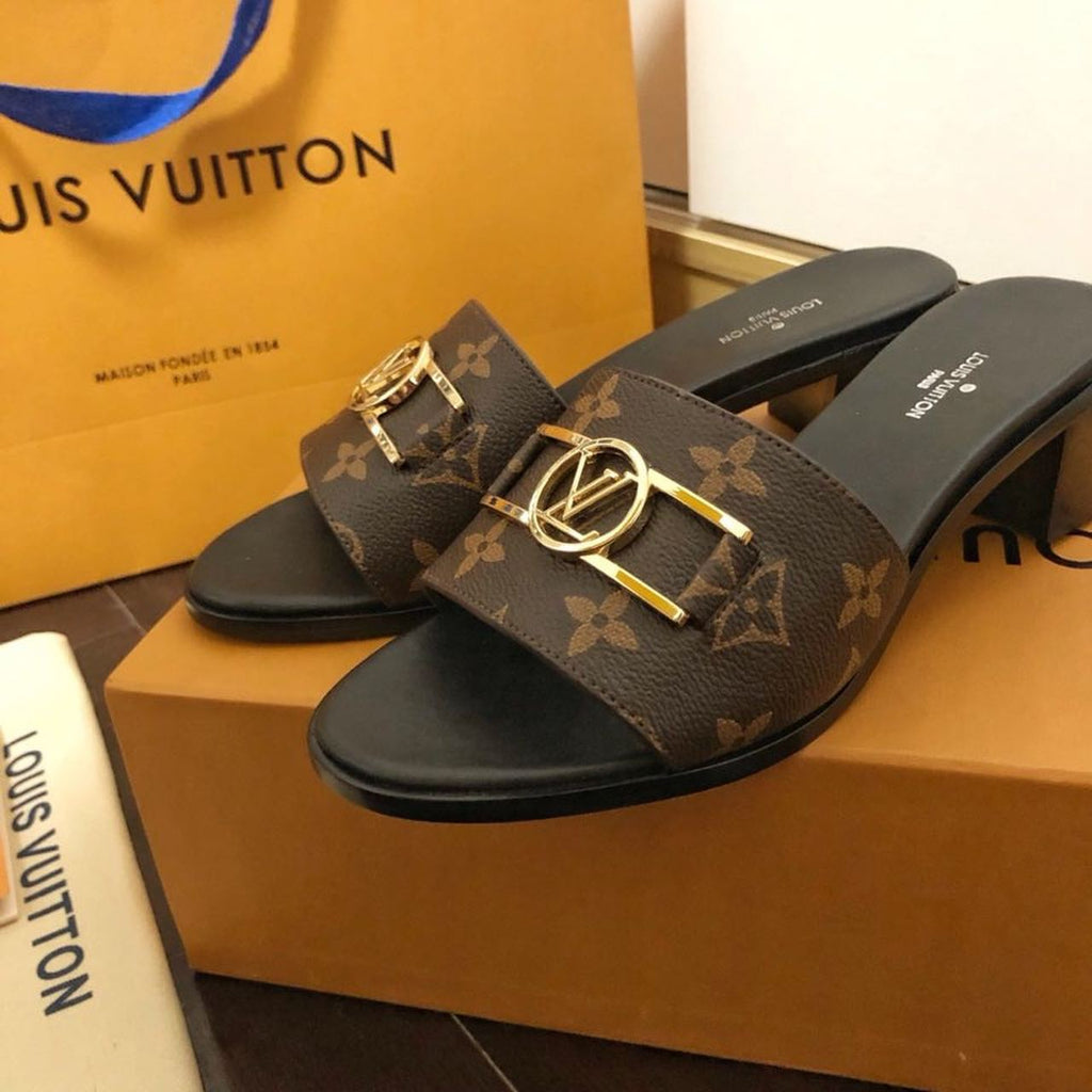Louis Vuitton Lock It Flat Mules Monogram Canvas Calfskin Leather Spring/Summer 2020 Collection 1A64MN Brown