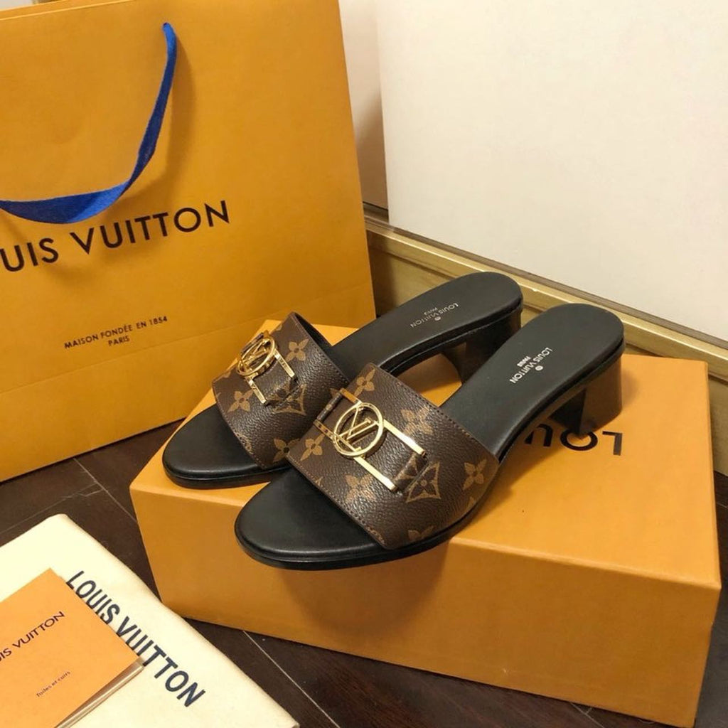 Louis Vuitton Lock It Flat Mules Monogram Canvas Calfskin Leather Spring/Summer 2020 Collection 1A64MN Brown