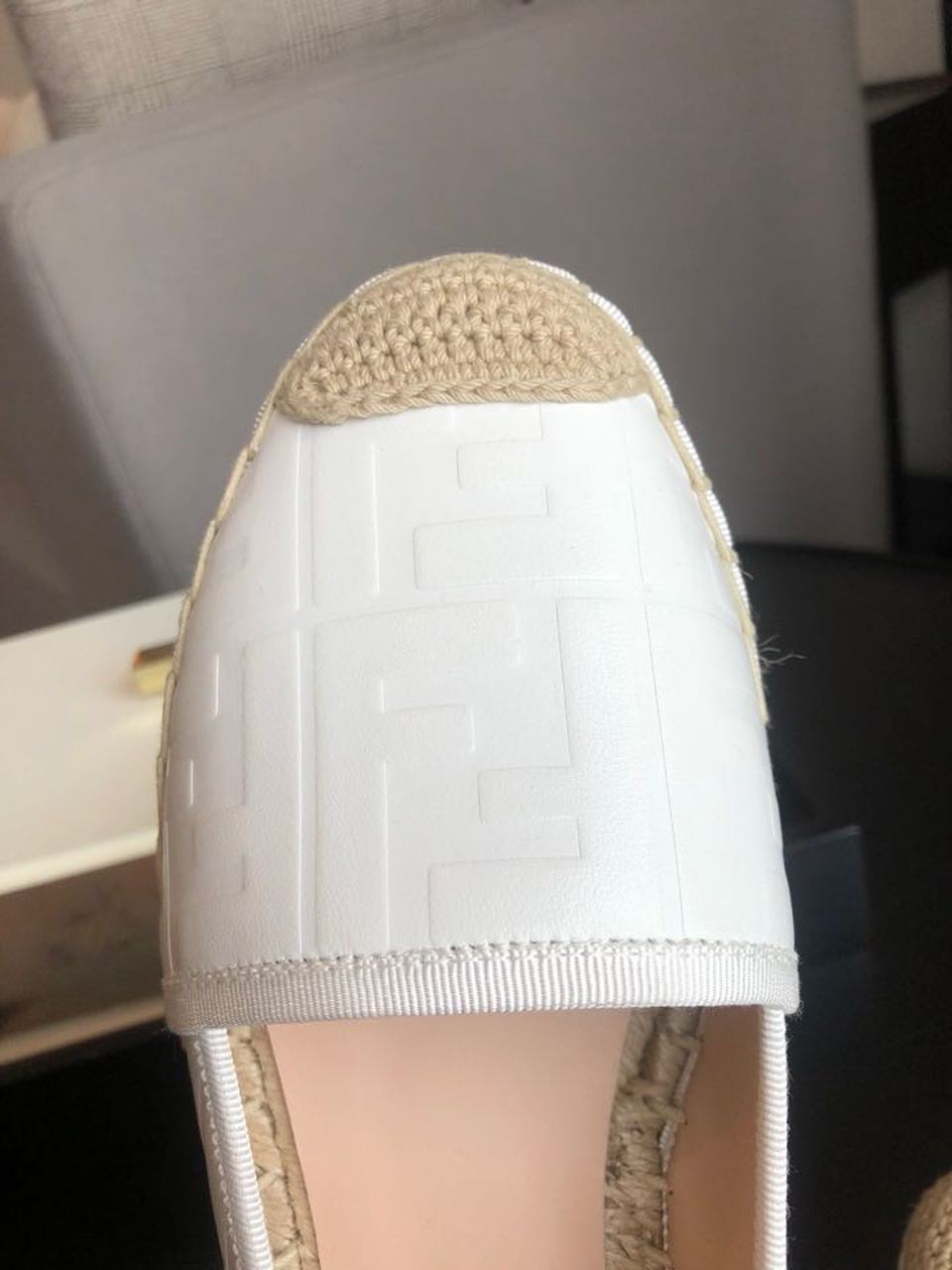 Fendi FF Logo Espadrilles Calfskin Leather Spring/Summer Collection White