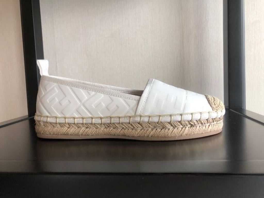 Fendi FF Logo Espadrilles Calfskin Leather Spring/Summer Collection White
