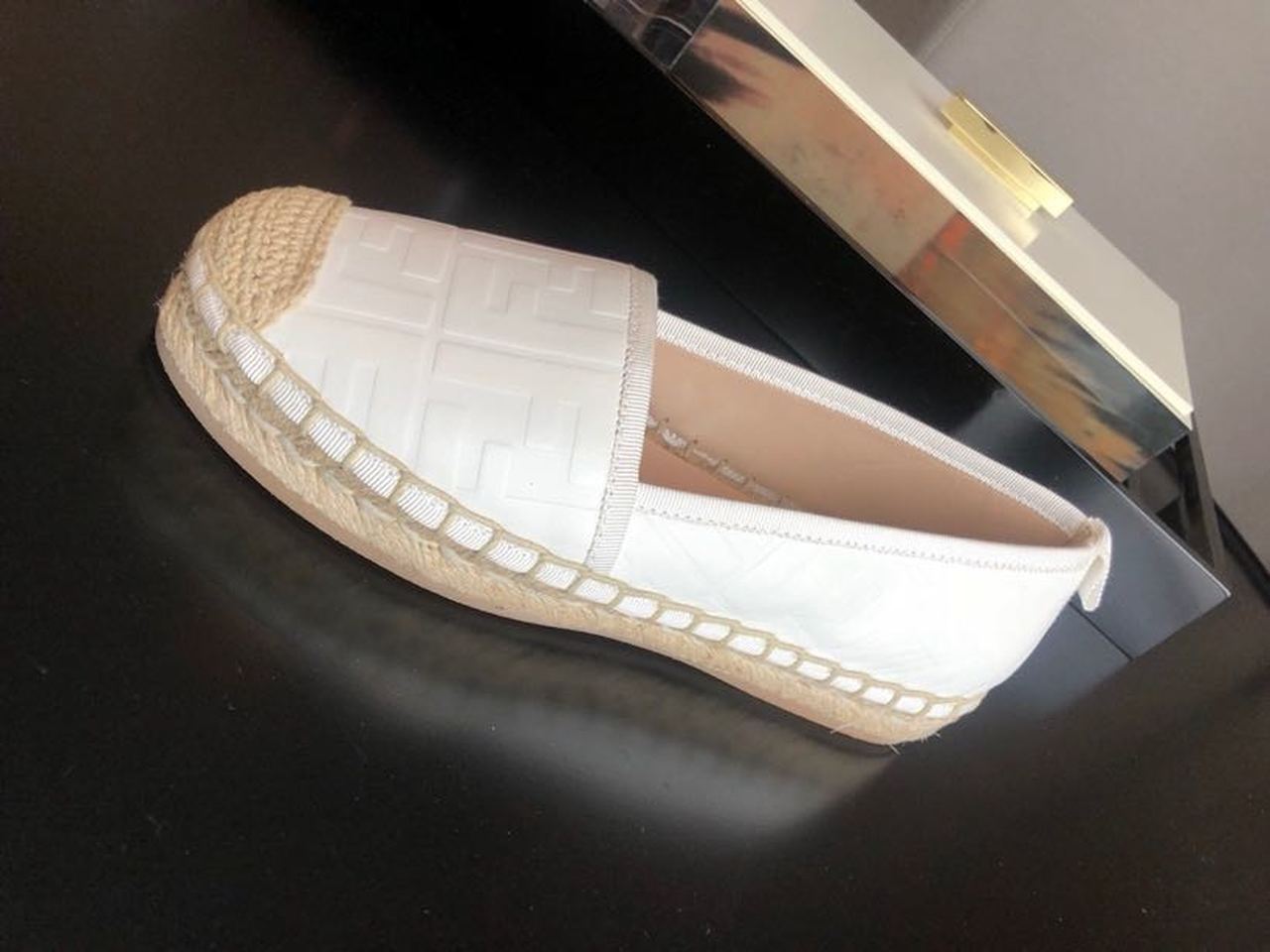 Fendi FF Logo Espadrilles Calfskin Leather Spring/Summer Collection White