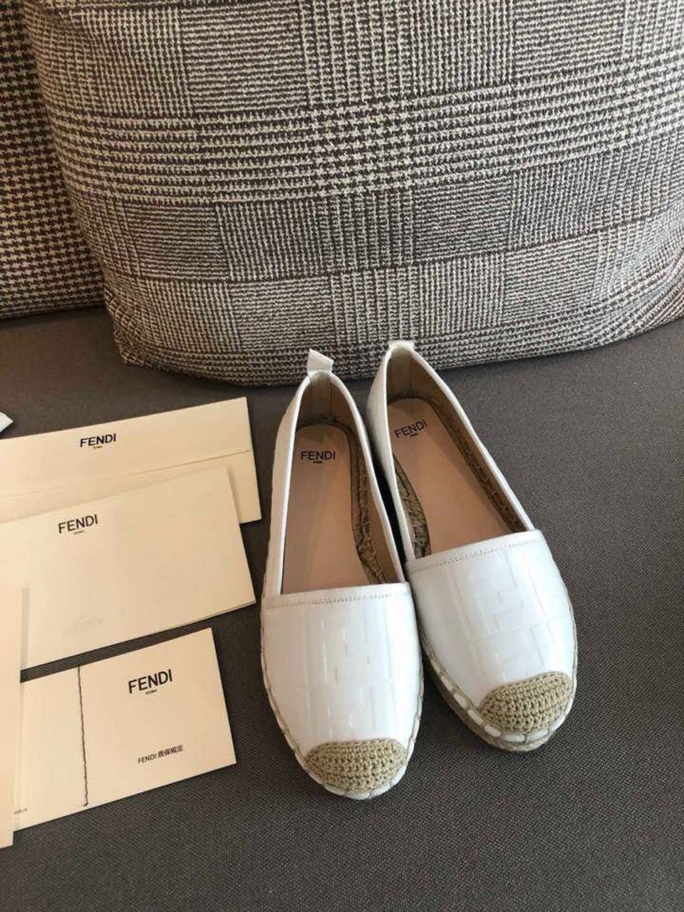 Fendi FF Logo Espadrilles Calfskin Leather Spring/Summer Collection White