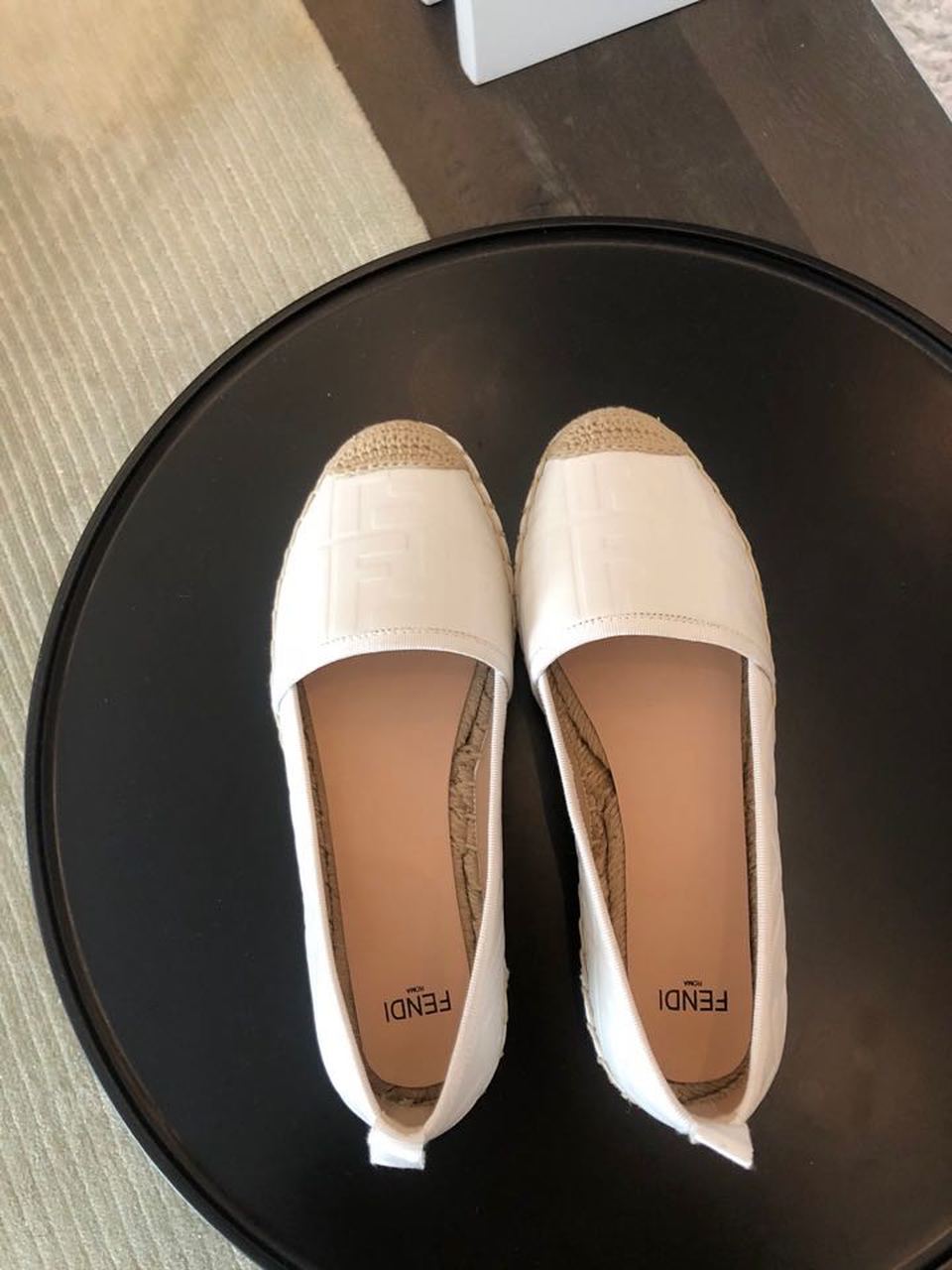Fendi FF Logo Espadrilles Calfskin Leather Spring/Summer Collection White