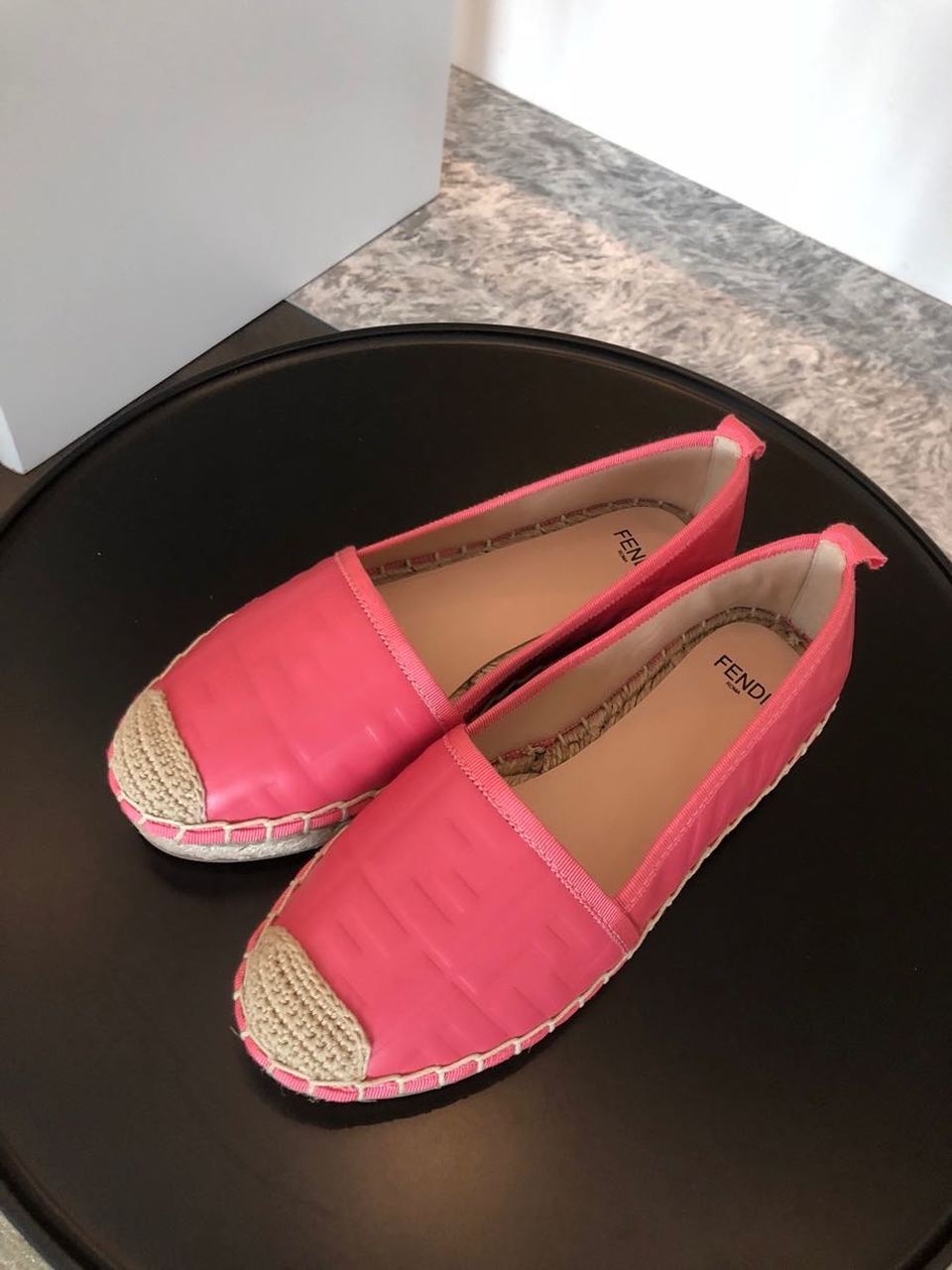Fendi FF Logo Espadrilles Calfskin Leather Spring/Summer 2020 Collection, Hot Pink