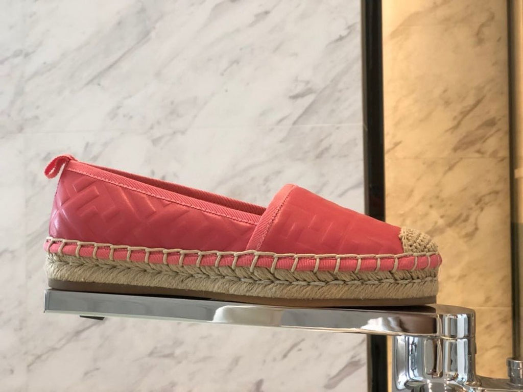 Fendi FF Logo Espadrilles Calfskin Leather Spring/Summer 2020 Collection, Hot Pink
