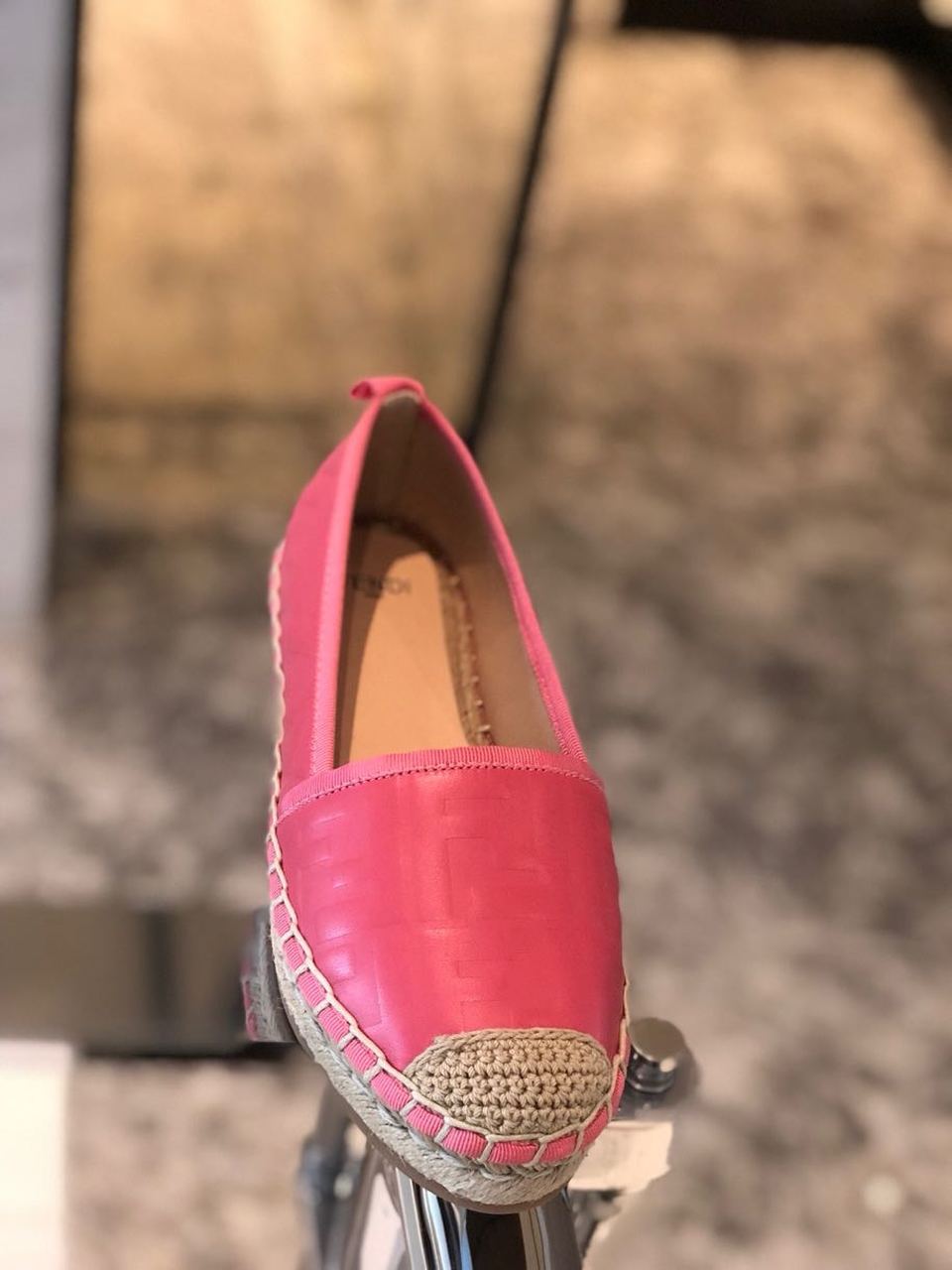 Fendi FF Logo Espadrilles Calfskin Leather Spring/Summer 2020 Collection, Hot Pink
