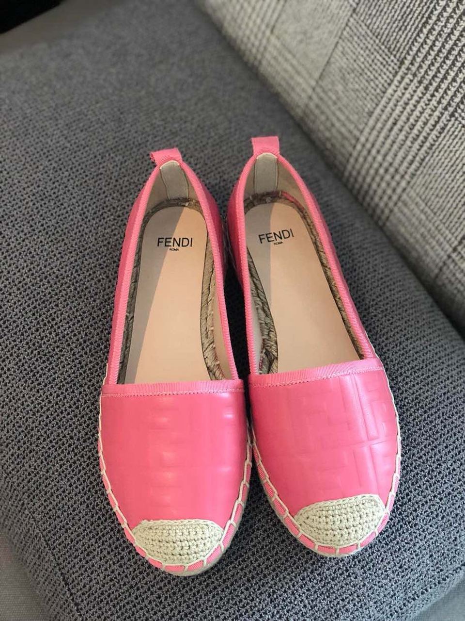 Fendi FF Logo Espadrilles Calfskin Leather Spring/Summer 2020 Collection, Hot Pink