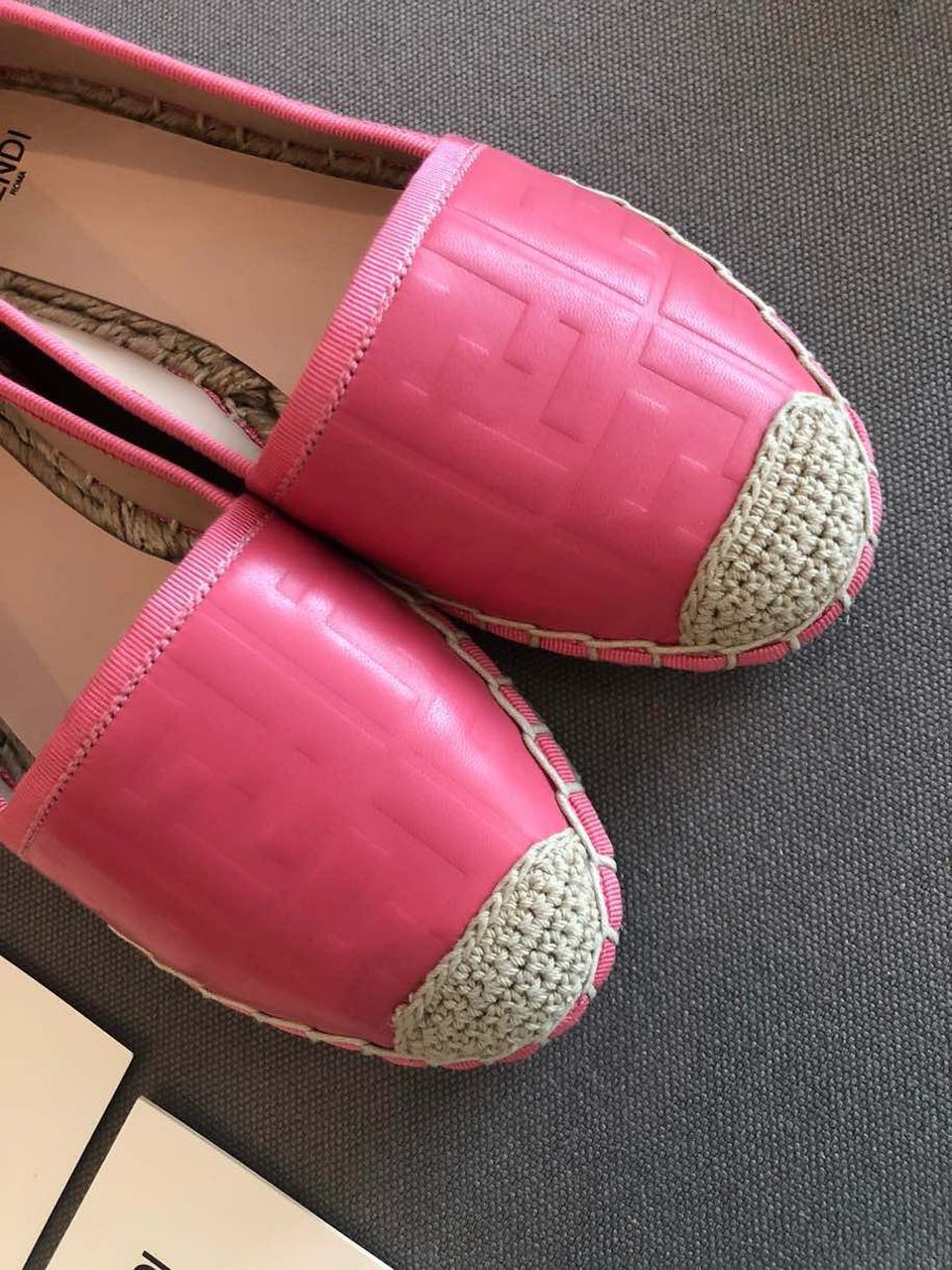 Fendi FF Logo Espadrilles Calfskin Leather Spring/Summer 2020 Collection, Hot Pink