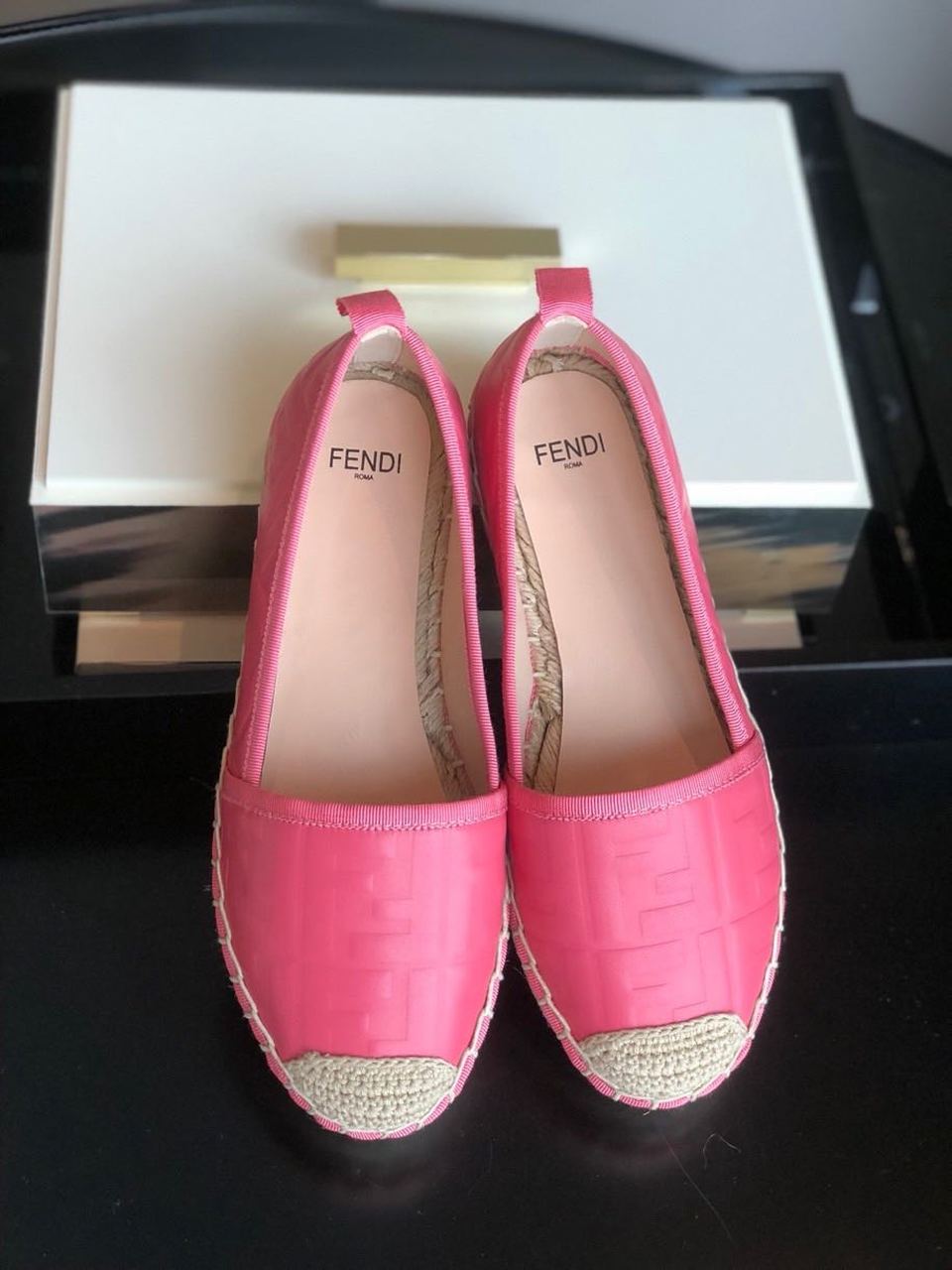 Fendi FF Logo Espadrilles Calfskin Leather Spring/Summer 2020 Collection, Hot Pink